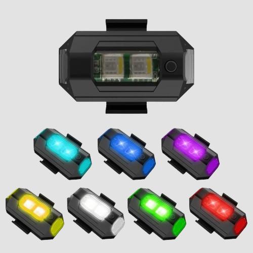 7 Colors LED With 3 Flashing/ Blinking Modes Aircraft Strobe / Helmet Exterior Night Signal Light With USB Rechargeable Cable Kit For Drone Flashing, Bike Bicycle (1 Piece)